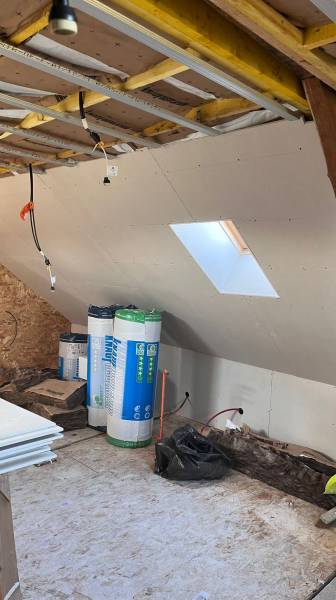 plaquage en plaques de plâtre