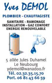Plombier et chauffagiste pour l'installation et le dépannage Le Neubourg proche Conches entreprise Yves Demol